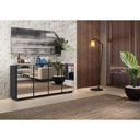 Ver imagem 2 de Aparador Buffet 4 Portas Com Espelho E Pés Quadrados Vegas Multimóveis V3560 Preto Preto