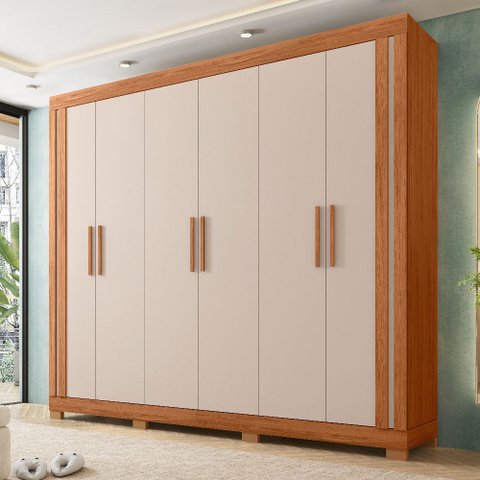 Guarda Roupa Caemmun Eden 2.3 com 6 Portas 2 Gavetas e Pés Inclusos