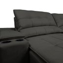 Ver imagem 4 de Sofá com Porta Copos Carregador USB Ret Rec Arizona 2,50m - Netsofas - Chumbo