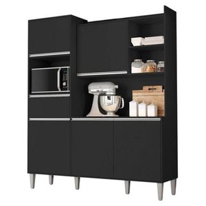 Kit de Cozinha Compacta 160cm Isabel com 5 Portas Preto