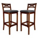 Ver imagem 1 de Kit 2 Banquetas Alta Estofada Madri Madeira Castanho Suede Cinza CCS