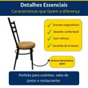 Ver imagem 2 de Cadeira de Cozinha Redonda com Reforço Preta Assento Grosso Caramelo
