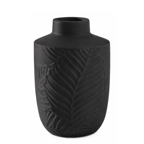 Vaso Decorativo de Cerâmica Alto Relevo Viridis - Preto