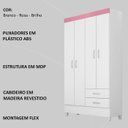 Ver imagem 4 de Guarda Roupa Solteiro 04 Portas 42860 Branco Rosa Flex Demobile