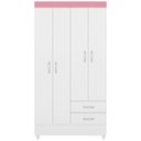 Ver imagem 2 de Guarda Roupa Solteiro 04 Portas 42860 Branco Rosa Flex Demobile
