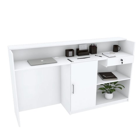 BALCÃO CAIXA COM PORTA M230.2021.B (LOJA, CAIXA, ATENDENDE) MUNDI MOVEIS