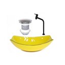 Ver imagem 2 de Cuba de Vidro Oval Chanfrada 51cm Amarela + Valvula + Torneira Preta