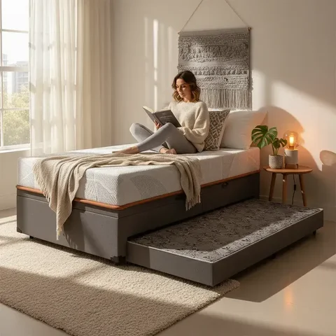 Bicama Box Baú + Colchão Ortopédico de Espuma D33 a Vácuo Sonno Full - Lucas Home - Solteiro