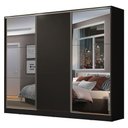 Ver imagem 2 de Guarda-Roupa Casal 100% MDF Madesa Zurique 3 Portas de Correr com Espelhos Preto Cor:Preto
