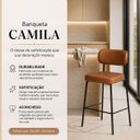 Ver imagem 4 de Banqueta Cozinha Alta com Encosto Industrial Aço PU Nozes Bancada Bar