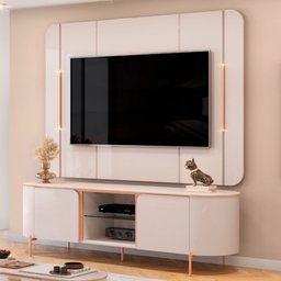 Bancada com Painel para Tvs até 65 Polegadas Dj Móveis Adele com Led e 2 Portas - 2