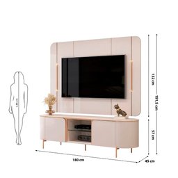Bancada com Painel para Tvs até 65 Polegadas Dj Móveis Adele com Led e 2 Portas - 5