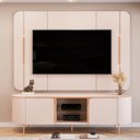 Ver imagem 1 de Bancada com Painel para Tvs até 65 Polegadas Dj Móveis Adele com Led e 2 Portas