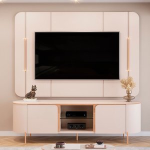 Bancada com Painel para Tvs até 65 Polegadas Dj Móveis Adele com Led e 2 Portas