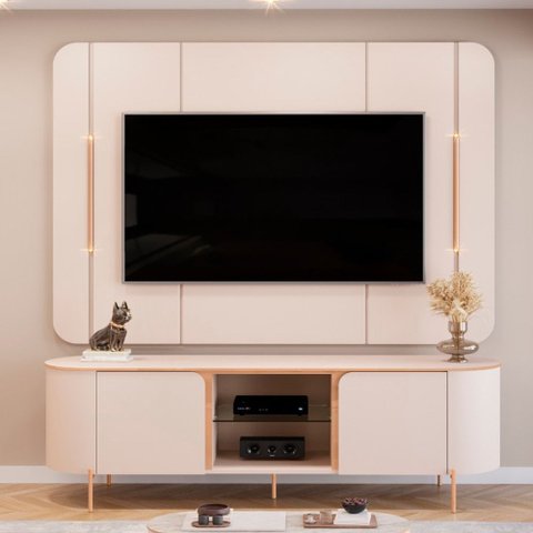 Bancada com Painel para Tvs até 65 Polegadas Dj Móveis Adele com Led e 2 Portas