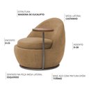 Ver imagem 3 de Poltrona Orgânica Kaira com Mesa Lateral Esquerda Base Fixa Titânio Bouclé Camel - Nexta Casa