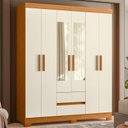 Ver imagem 4 de Guarda Roupa Casal Olimpia 06 Portas com Espelho Cinamomo Off White - Móveis Albatroz