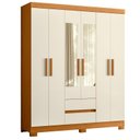 Ver imagem 1 de Guarda Roupa Casal Olimpia 06 Portas com Espelho Cinamomo Off White - Móveis Albatroz