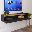 Ver imagem 4 de Rack Suspenso Home Classic New Pequeno Sala Estar Quarto Tv 32 Polegadas 1 Porta Puxador Concha - Lo