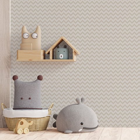 Papel de Parede Adesivo Quarto Chevron em Tons de Bege 5m
