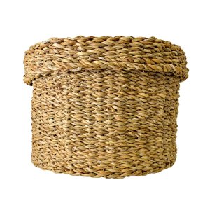 Cesto De Palha Natural Seagrass Carajas Com Tampa Médio