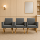 Ver imagem 2 de Kit 3 Poltronas: Elegância e Glamur Absolutos no Salão Cinza-escuro