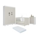 Ver imagem 1 de Quarto de Bebê Completo Berço Americano 3 em 1 Colchão Bombom Multimóveis Mp4634 Branco/off