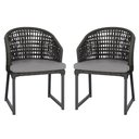 Ver imagem 1 de 2 Cadeira Noronha Aluminio Micro Pintura Preta, Tr. Telinha Corda Nautica Preta, Estofado - Grafite