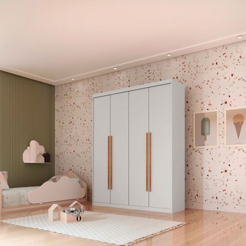 Guarda Roupa Infantil Sonho 100 Mdf 4 Portas e 2 Gavetas Moderna Mobília