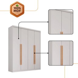 Guarda Roupa Infantil Sonho 100 Mdf 4 Portas e 2 Gavetas Moderna Mobília - 5