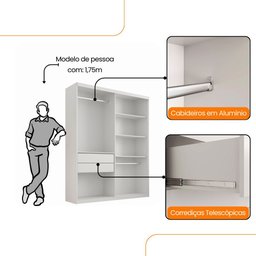 Guarda Roupa Infantil Sonho 100 Mdf 4 Portas e 2 Gavetas Moderna Mobília - 4