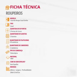 Guarda Roupa Infantil Sonho 100 Mdf 4 Portas e 2 Gavetas Moderna Mobília - 6