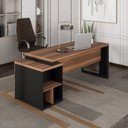 Ver imagem 1 de Mesa Diretor Start Pé Quadro com Gaveteiro 192 cm Nogal Sevilha/Preto Tx Gebb Work