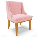 Ver imagem 4 de Kit 2 Cadeiras Decorativas Sala de Jantar Base Fixa de Madeira Firenze Suede Rosa Bebê/castanho
