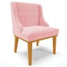 Kit 2 Cadeiras Decorativas Sala de Jantar Base Fixa de Madeira Firenze Suede Rosa Bebê/castanho - 4