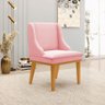 Kit 2 Cadeiras Decorativas Sala de Jantar Base Fixa de Madeira Firenze Suede Rosa Bebê/castanho - 9