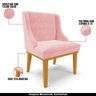 Kit 2 Cadeiras Decorativas Sala de Jantar Base Fixa de Madeira Firenze Suede Rosa Bebê/castanho - 7
