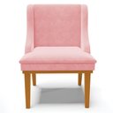 Ver imagem 5 de Kit 2 Cadeiras Decorativas Sala de Jantar Base Fixa de Madeira Firenze Suede Rosa Bebê/castanho