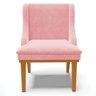 Kit 2 Cadeiras Decorativas Sala de Jantar Base Fixa de Madeira Firenze Suede Rosa Bebê/castanho - 5