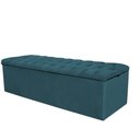 Ver imagem 5 de Kit Cabeceira + Calçadeira Baú Espanha 195cm King Size para Cama Box Suede Azul Turquesa - Gat Magaz