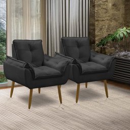 Kit 2 Poltronas Decorativas Opala Recepção Luxo Confortável - 2