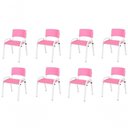 Ver imagem 1 de Kit 8 Cadeira Iso Infantil Creche, Base Branco Rosa