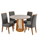 Ver imagem 3 de Conjunto Sala de Jantar 4 Lugares Redondo Tampo MDF e Vidro Fidelis Yescasa Cinza/Mel/Off White