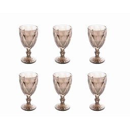 Conjunto 6 Taças Vidro P/ Água 325 Ml Cinza Metalizado Lyor 7626 - 1