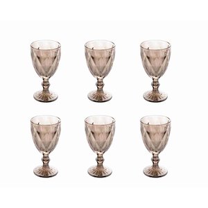 Conjunto 6 Taças Vidro P/ Água 325 Ml Cinza Metalizado Lyor 7626