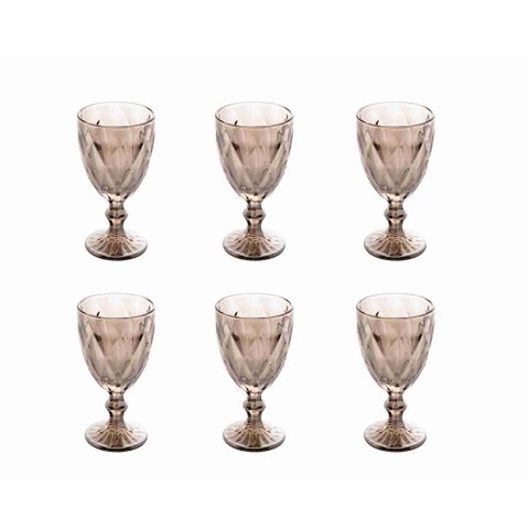 Conjunto 6 Taças Vidro P/ Água 325 Ml Cinza Metalizado Lyor 7626