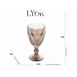 Conjunto 6 Taças Vidro P/ Água 325 Ml Cinza Metalizado Lyor 7626 - 3