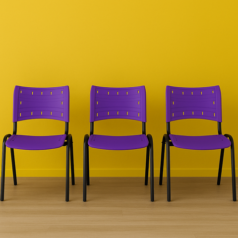 Kit 3 Cadeiras Iso Fixa Empilhável Escola Igreja Salão:roxo