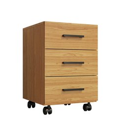 Gaveteiro Com Rodízios 3 Gavetas Estilo Industrial F16 Freijó - Pradel - 2