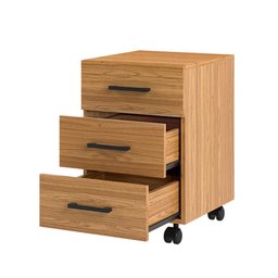 Gaveteiro Com Rodízios 3 Gavetas Estilo Industrial F16 Freijó - Pradel - 3